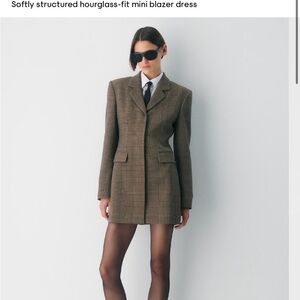 Brown Plaid Blazer Dress